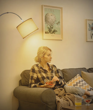 Stijlvolle Boog Vloerlamp 170cm met Linnen Kap & Inclusief 12W LED Lamp - Voetschakelaar