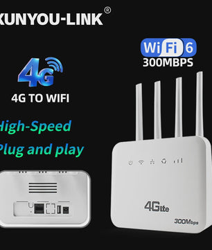 Krachtige 4G LTE WiFi Router met WiFi 6, 300Mbps Snelheid en SIM-kaart ondersteuning voor 32 apparaten