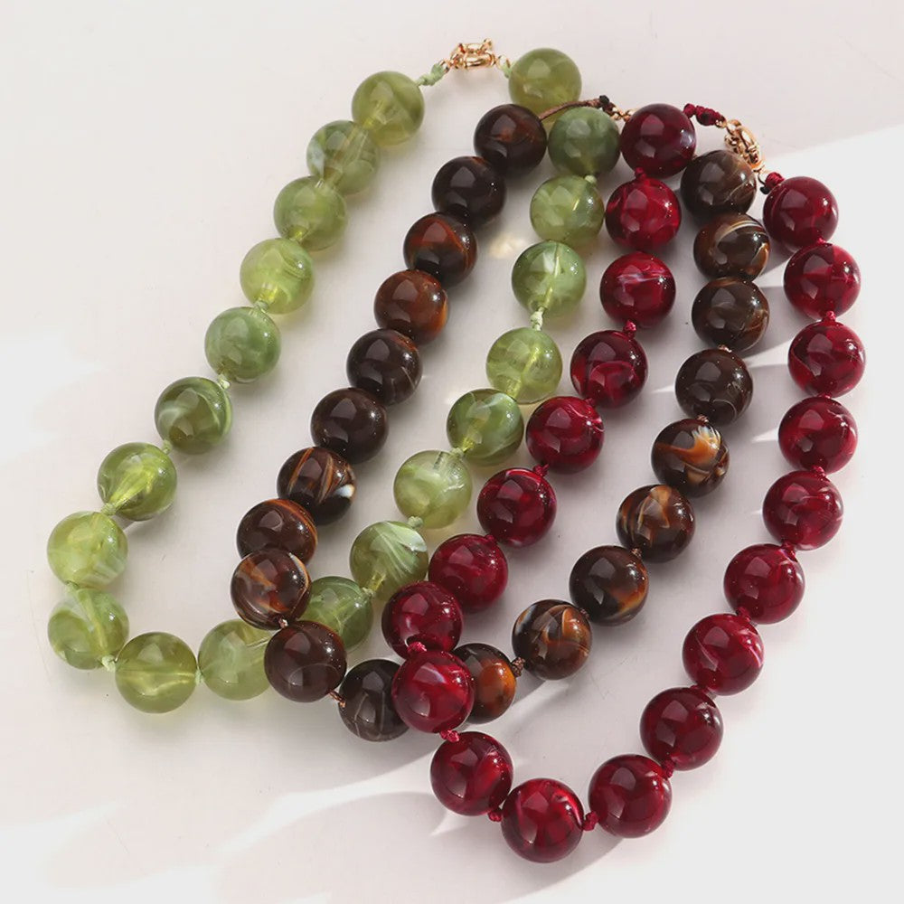 Trendy Multicolor Statement Ketting met Grote Ronde Kralen - Handgemaakt