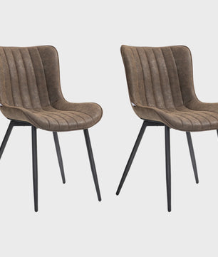 Set van 2 Moderne Gestoffeerde Eetkamerstoelen - Bruin