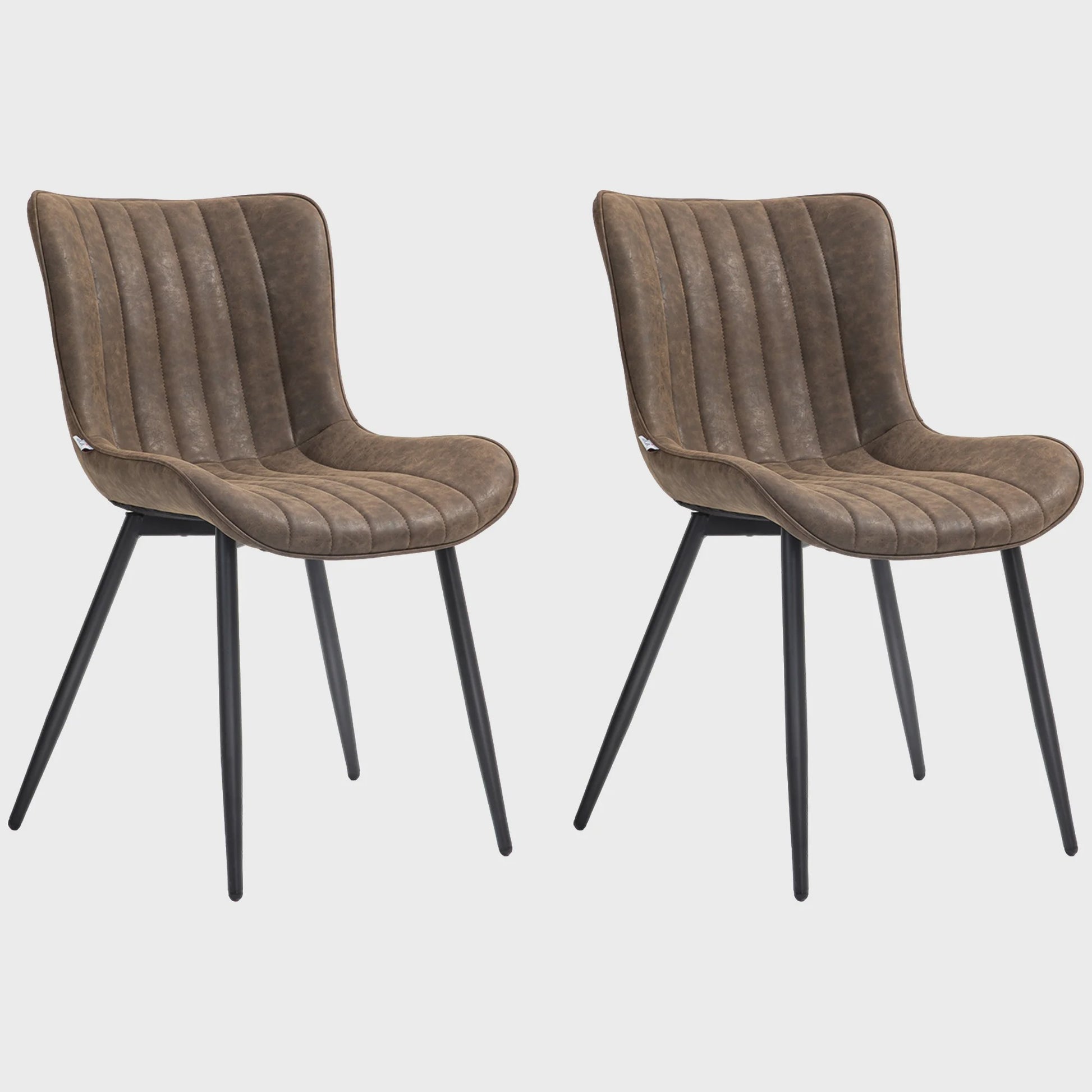 Set van 2 Moderne Gestoffeerde Eetkamerstoelen - Bruin