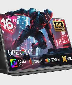 UPERFECT 16" 4K Draagbare Monitor - 1200 Nits, USB-C, HDMI, Ingebouwde Speakers & Standaard