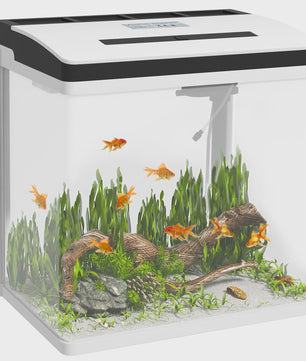 Pawut Aquarium 28L met LED Verlichting en Filter - Wit