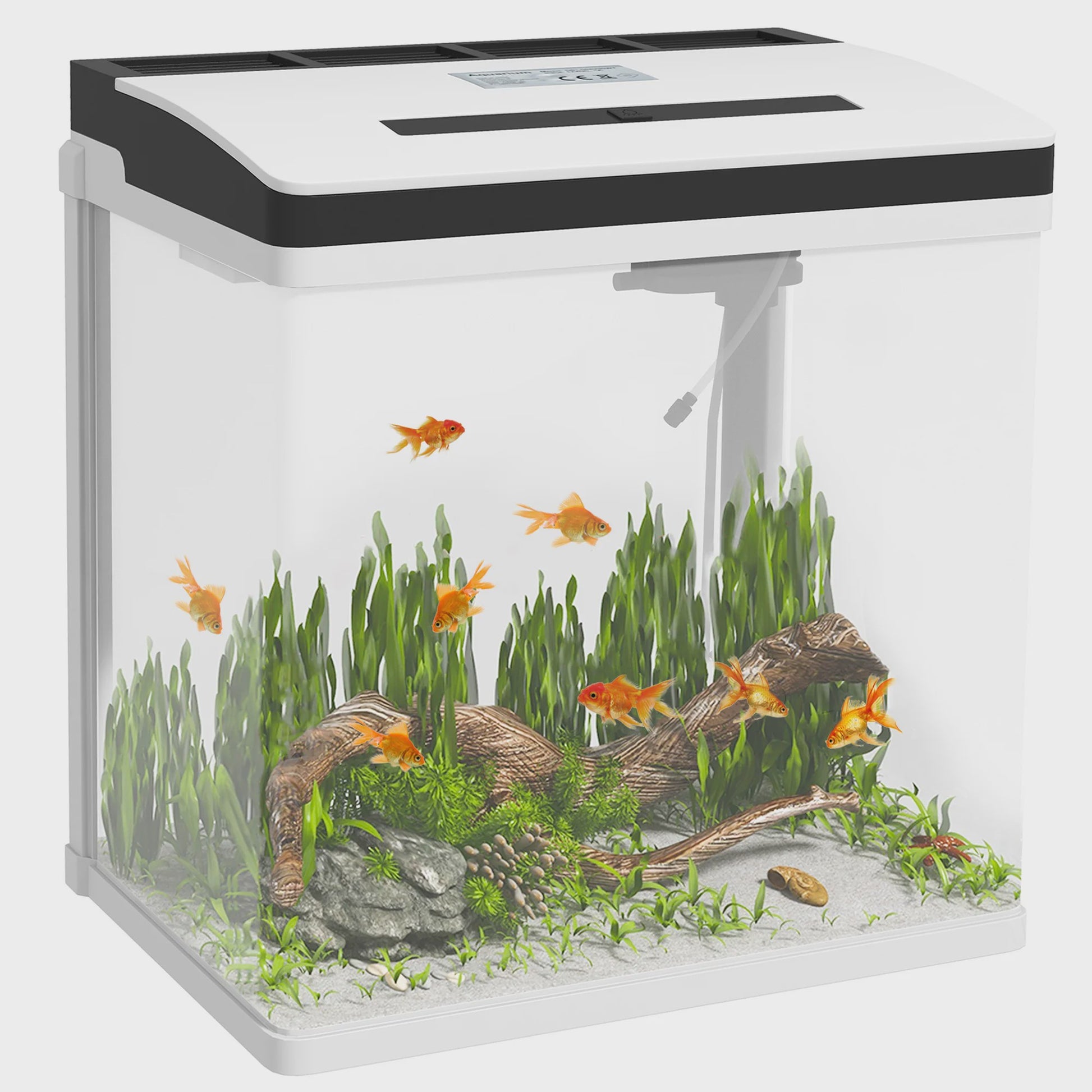 Pawut Aquarium 28L met LED Verlichting en Filter - Wit