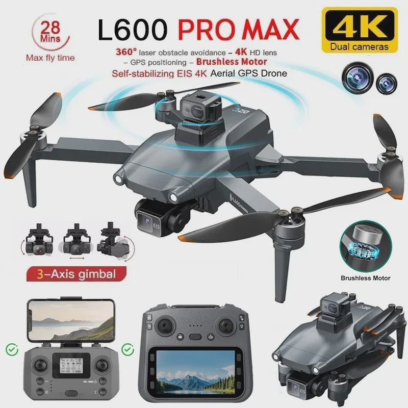 L600 Pro MAX Drone: 8K Camera, 3-Assige Gimbal, GPS & 360° Obstakelvermijding
