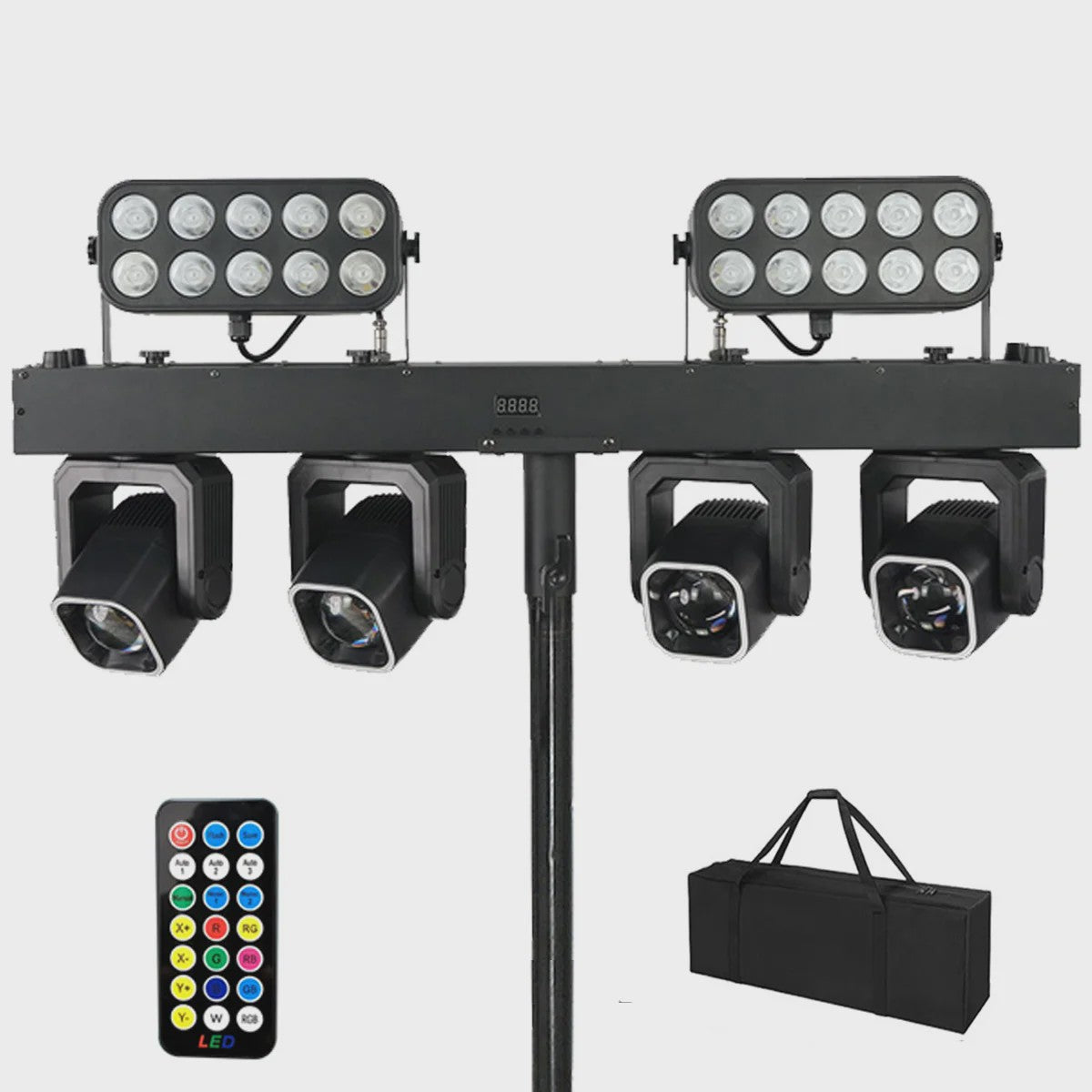 4-in-1 LED DJ Licht Effect Bar: Beam, Wash, Strobe & Ring met Afstandsbediening