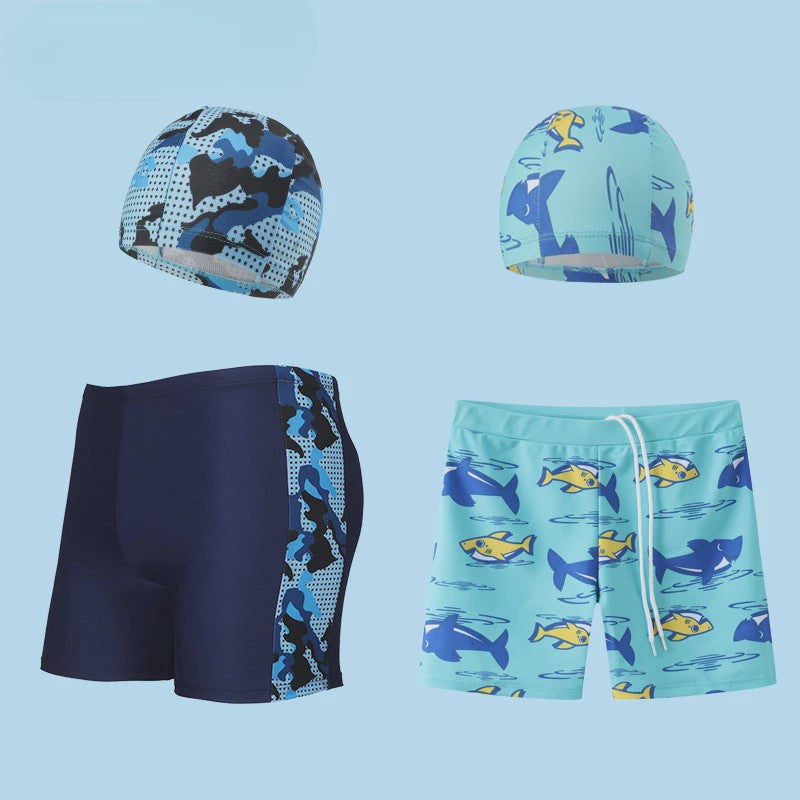 Zomer Zwemset Jongens: Zwembroek & Zwemkap met Cartoon Print - Sneldrogend & Comfortabel