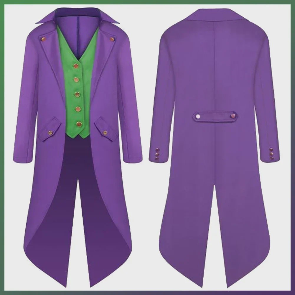 Joker Cosplay Kostuum voor Heren en Kinderen - Complete Tuxedo Set met Jas, Vest en Broek