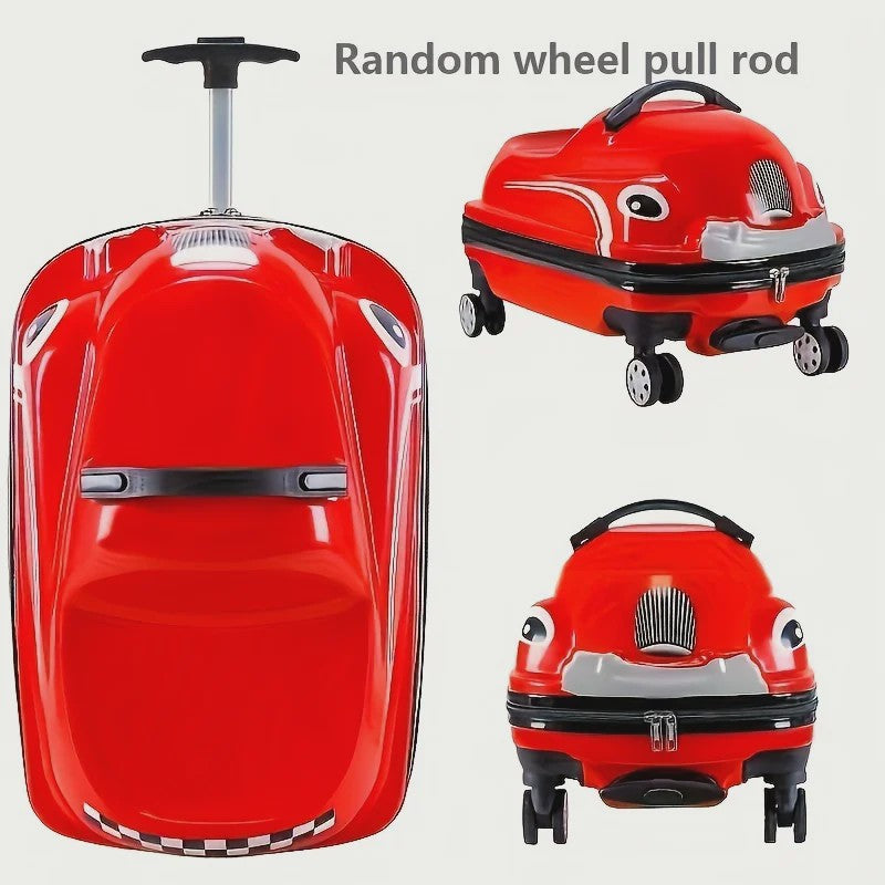 Vrolijke 20-Inch Kinderkoffer in Cartoon Auto Design - Stevig ABS PC met Spinnerwielen