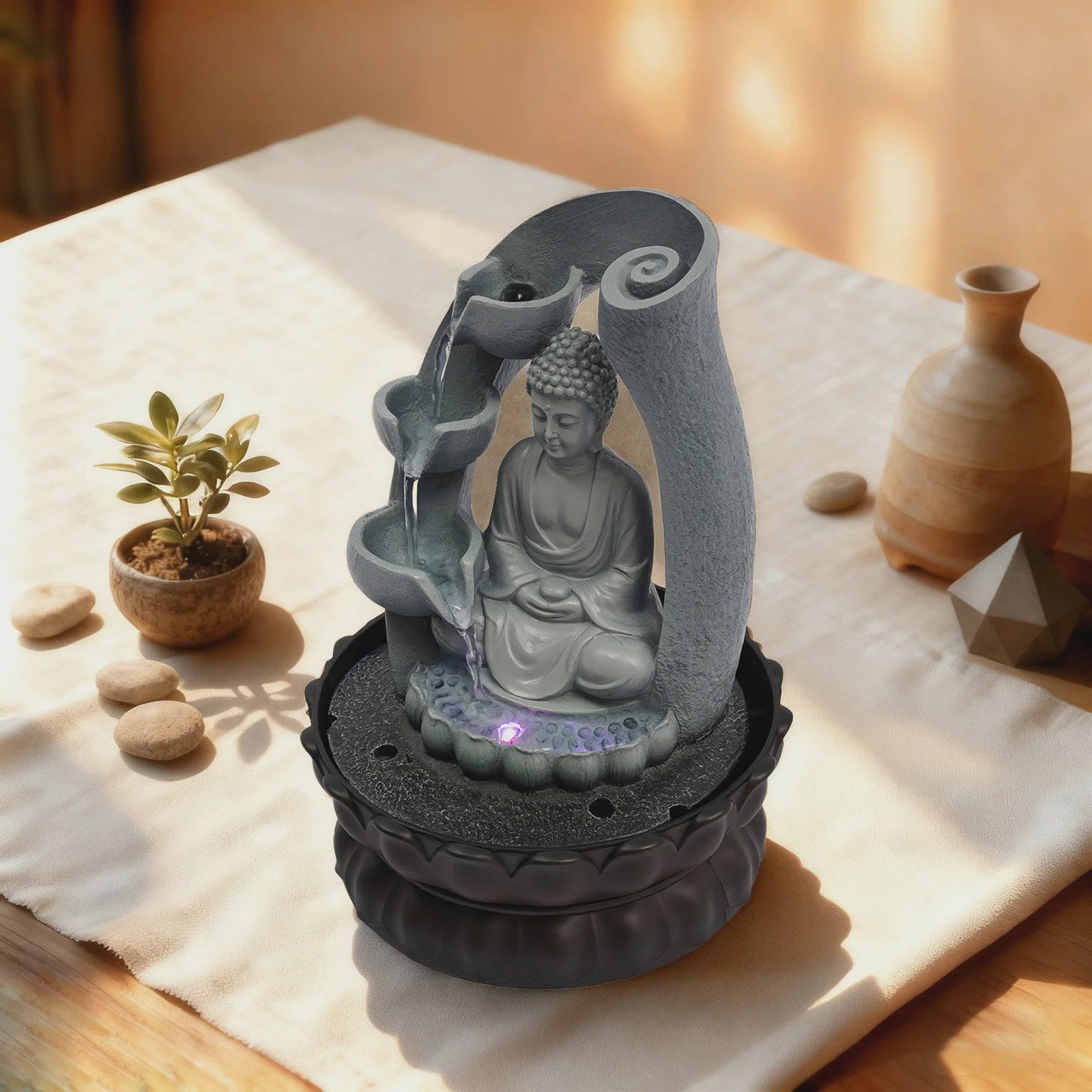 Zen Boeddha Tafelwaterpartij met Fontein - Meditatieve Decoratie voor Huis & Kantoor