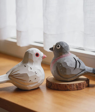 Handgesneden Houten Duif Beeldje - Vredesvogel Decoratie