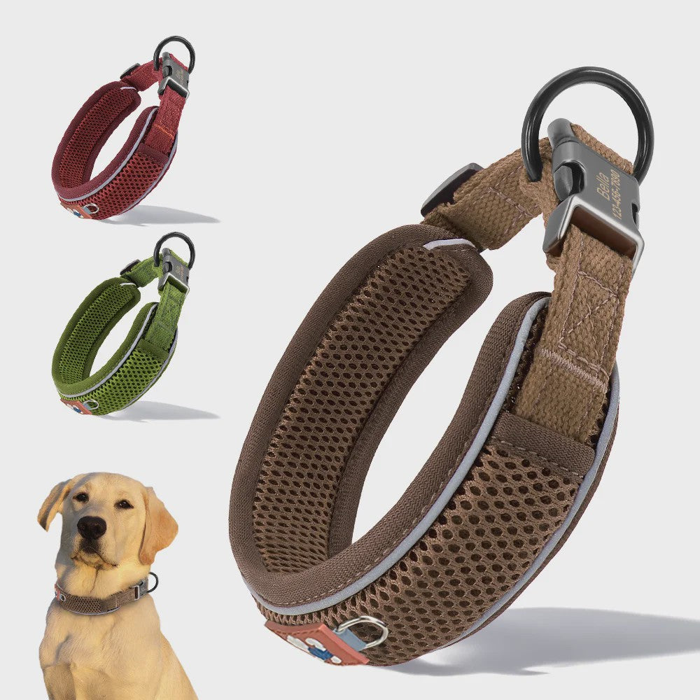 Gepersonaliseerde Hondenhalsband - Ademend Mesh, Reflecterend & Duurzaam