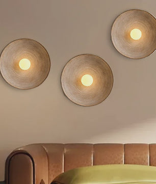 Nordic Wabi-Sabi Wandlamp Rond - Sfeervolle Resin Sconce voor Woonkamer & Slaapkamer