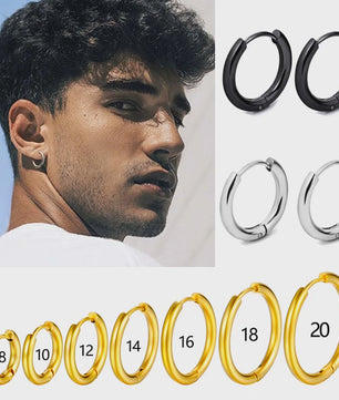 Roestvrijstalen Hoops Oorbellen - Goudkleurig, Zilver, Zwart & Regenboog - Unisex