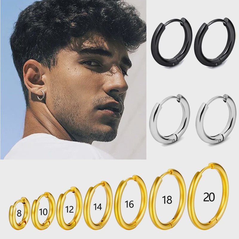 Roestvrijstalen Hoops Oorbellen - Goudkleurig, Zilver, Zwart & Regenboog - Unisex