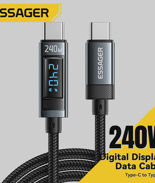 Essager 240W USB-C naar USB-C Kabel met Digitaal Display - PD 3.1 Snellader