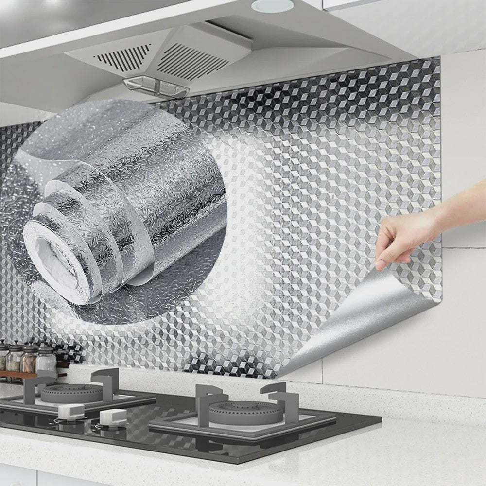Keuken Sticker - Hittebestendig, Waterdicht & Oliebestendig - Aluminium Folie Look