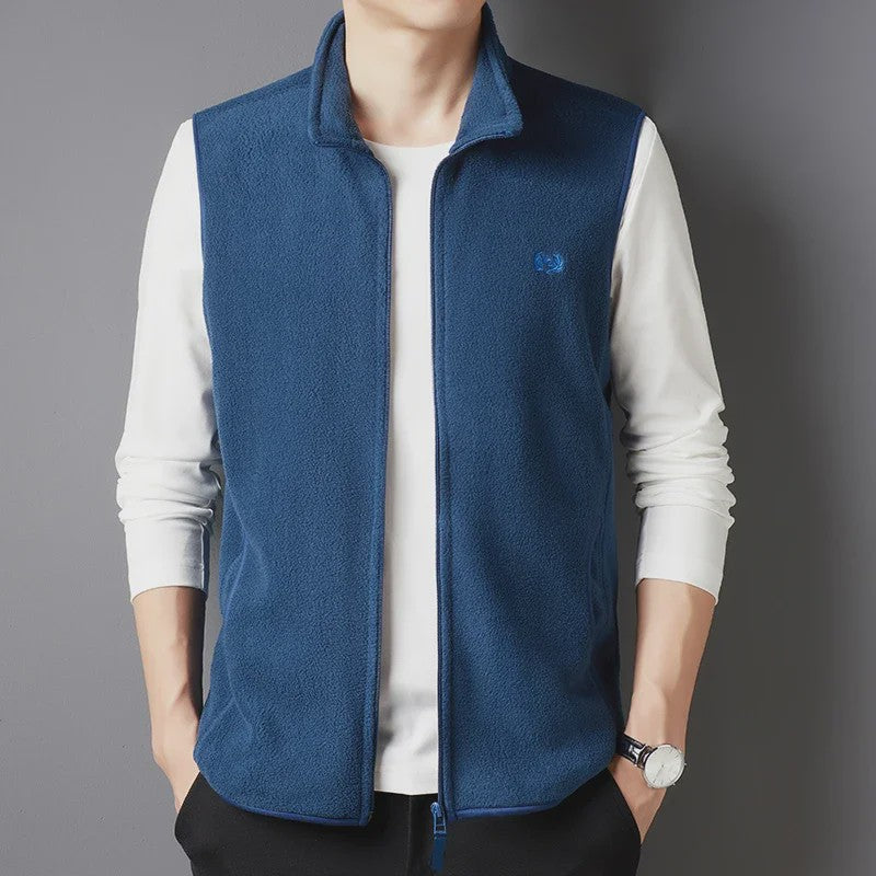 Herfst/Winter Fleece Vest Heren - Casual & Modieus met Geborduurd Detail