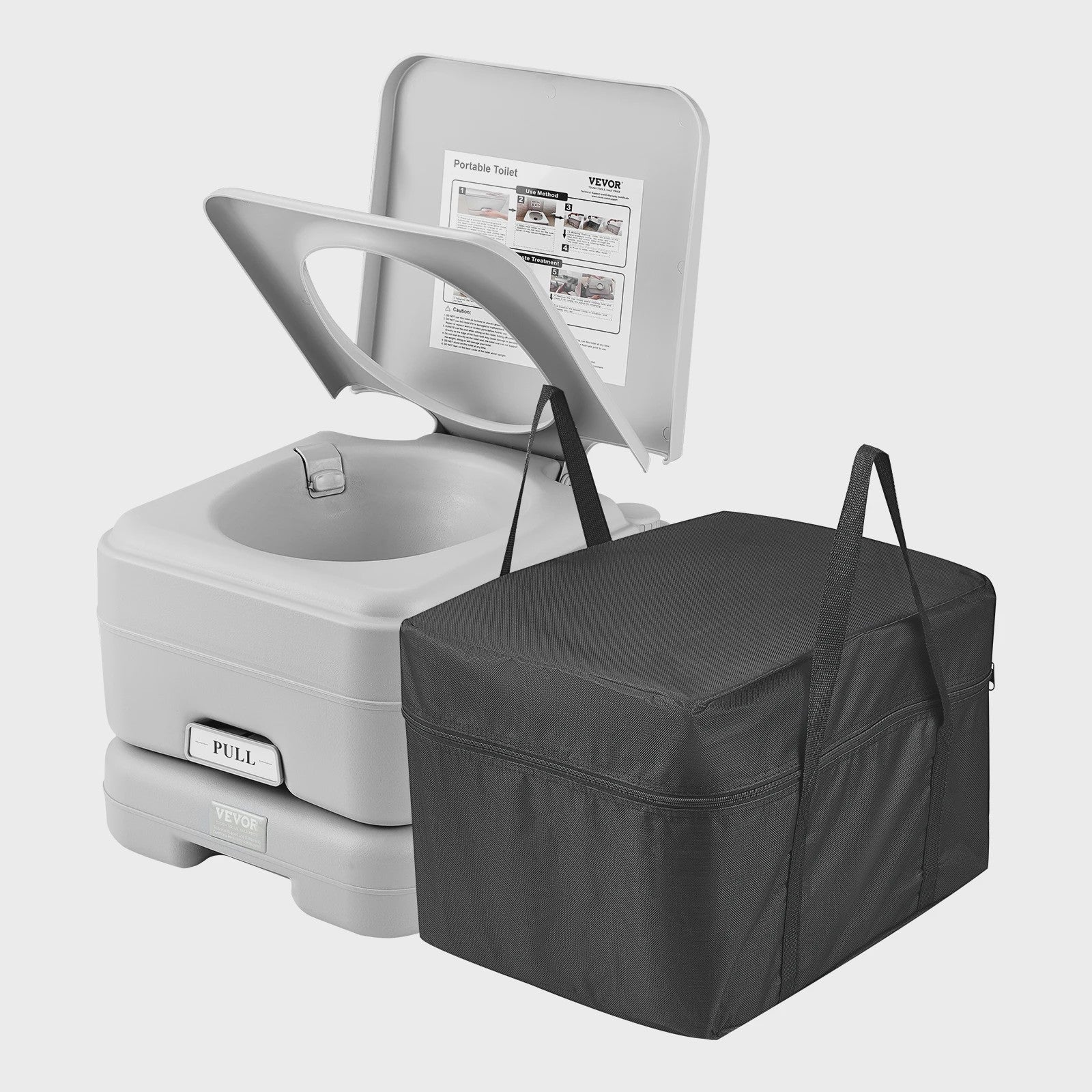 Draagbaar Toilet voor Camping & Camper - 12L/20L Tank, Spoelfunctie, Inclusief Draagtas