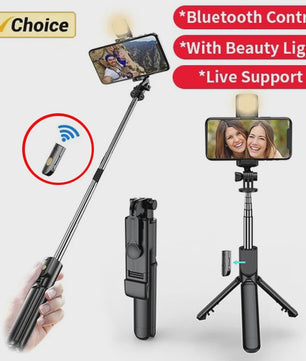 Draadloze Selfie Stick Tripod met Ringlamp en Bluetooth Afstandsbediening
