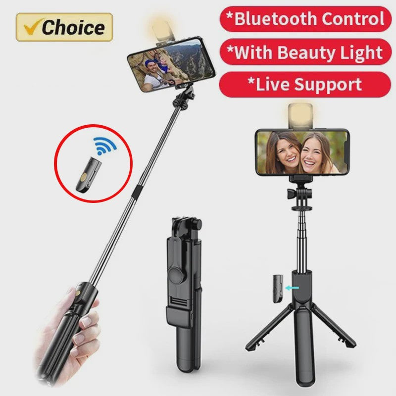 Draadloze Selfie Stick Tripod met Ringlamp en Bluetooth Afstandsbediening