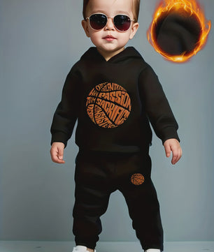Stoere Baby Jongens Set: Fleece Hoodie & Joggingbroek met Basketball Print