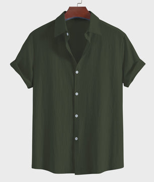 Comfortabel Heren Overhemd met Korte Mouw en Kraag - Zomerse Casual Stijl van Puur Katoen