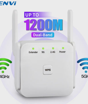 AC1200 WiFi Repeater Extender - 5GHz & 2.4GHz Dual-Band Booster voor Langere Afstand