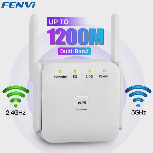 AC1200 WiFi Repeater Extender - 5GHz & 2.4GHz Dual-Band Booster voor Langere Afstand