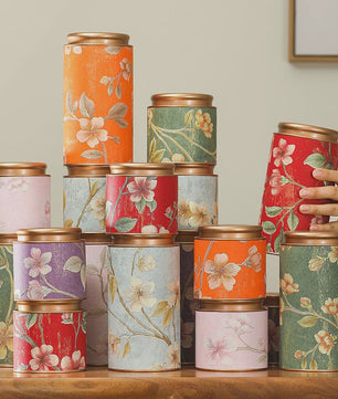 Decoratieve Theeblik met Bloemenprint - Afsluitbare Opbergbus voor Thee