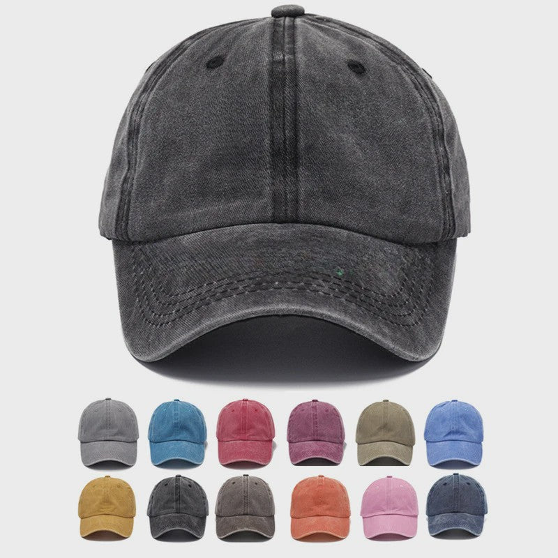 Vintage Washed Denim Baseball Cap - Unisex Snapback voor Heren & Dames