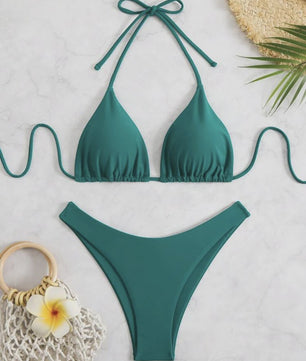 Dames Bikini Thong - Sexy Braziliaanse Stijl met Halter en Vetersluiting - Verkrijgbaar in Wit, Zwart & Koffie
