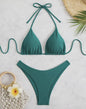 Dames Bikini Thong - Sexy Braziliaanse Stijl met Halter en Vetersluiting - Verkrijgbaar in Wit, Zwart & Koffie