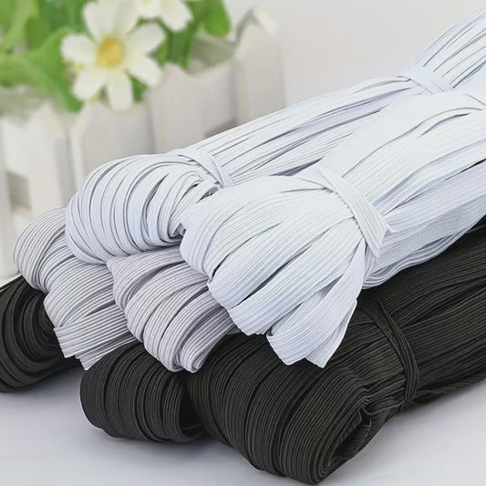 Elastisch Band Naaien - Plat Elastiek voor Kleding, Taillebanden & DIY Projecten (Wit & Zwart)