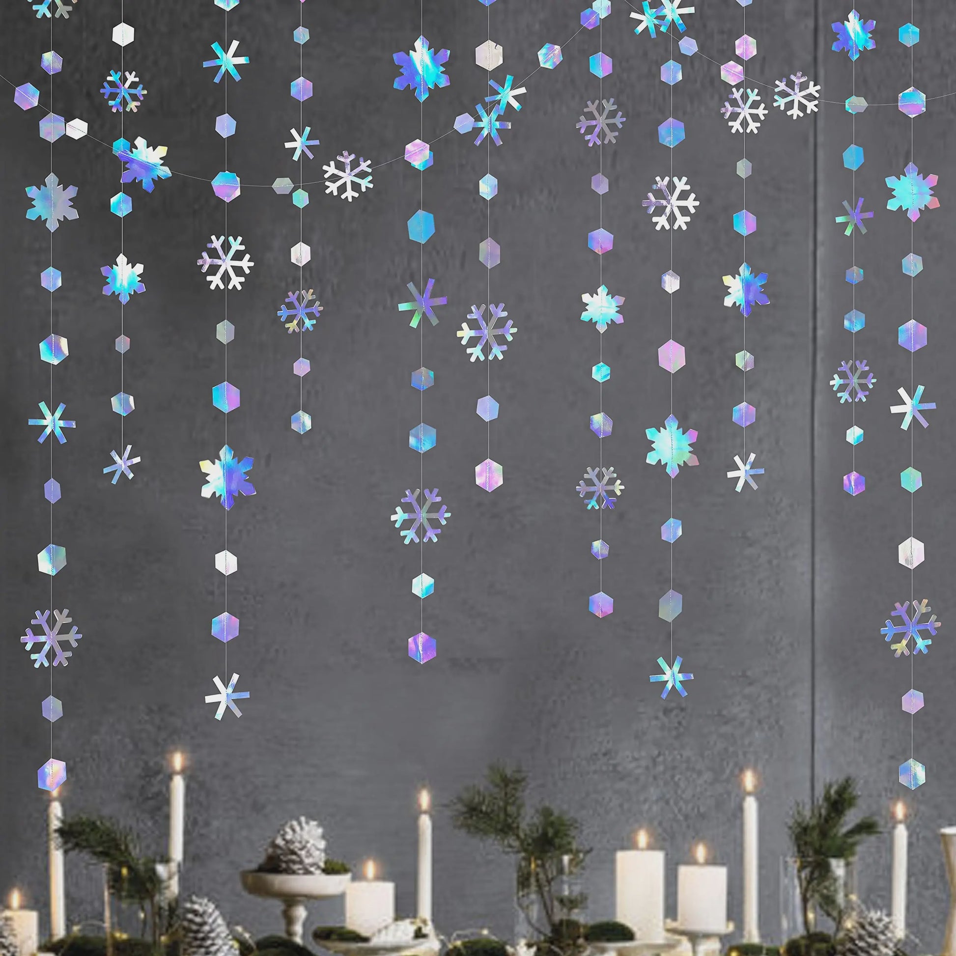 Iridescent Sneeuwvlok Slirngen - 4/8/12/16 Meter Decoratie voor Feestjes