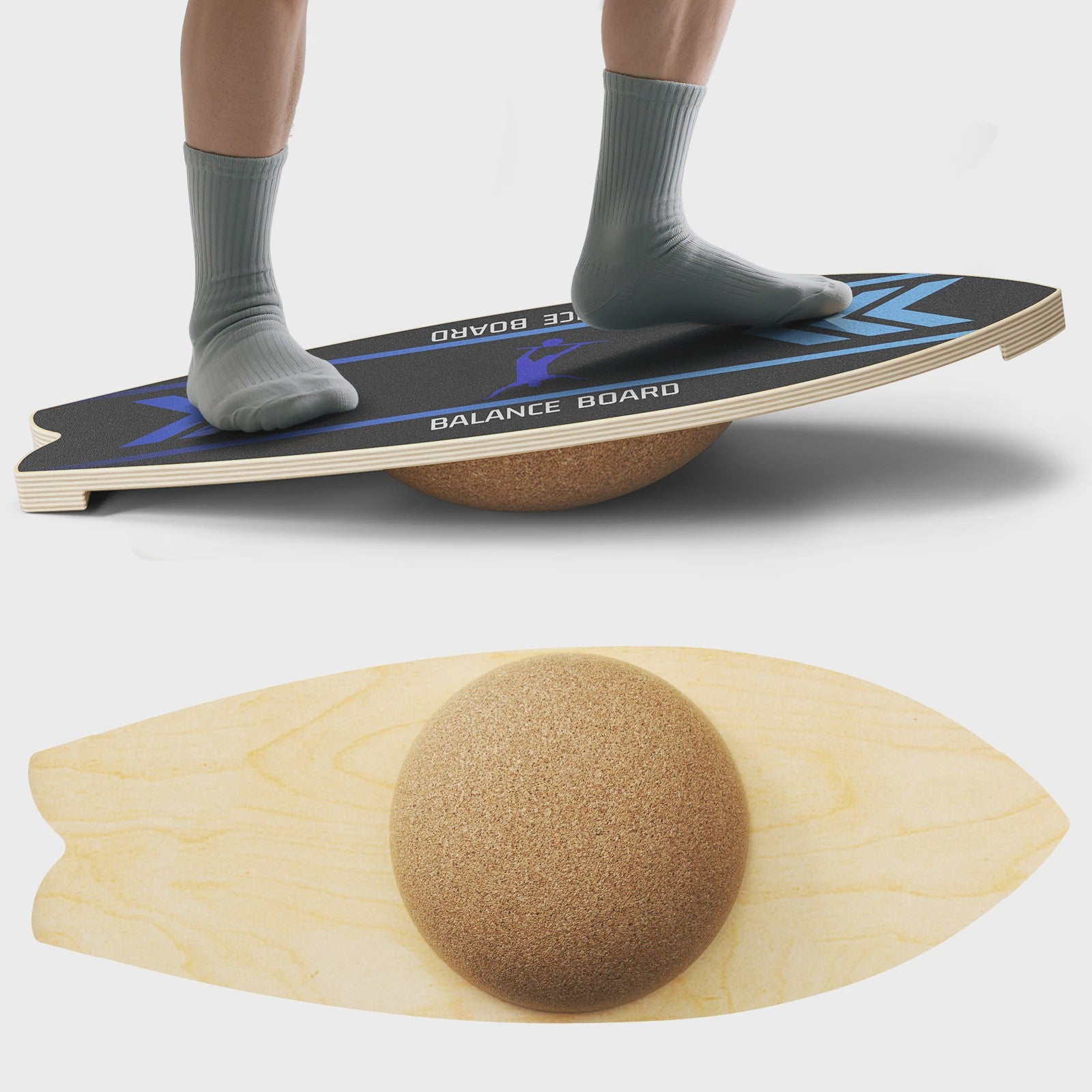 Balance Board Wood Sportneer Indoor Board Skateboard, Indoor Surfboard, Trickboard and Balance Board for Children and Adults