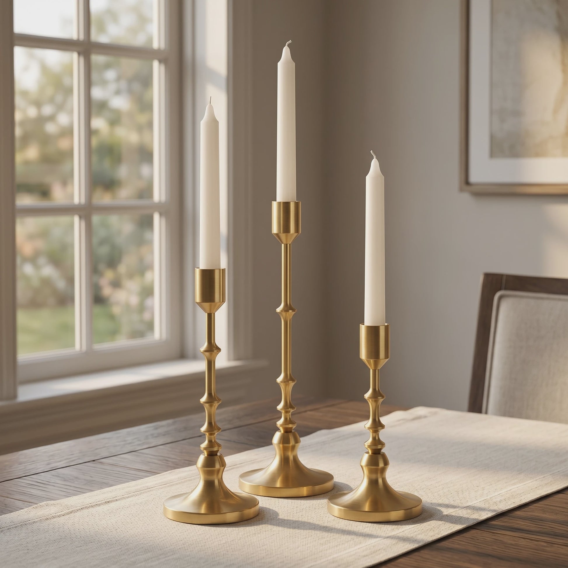 Set van 3 Unieke Metalen Kaarsenstandaards - Goud & Zwart - Elegante Tafeldecoratie