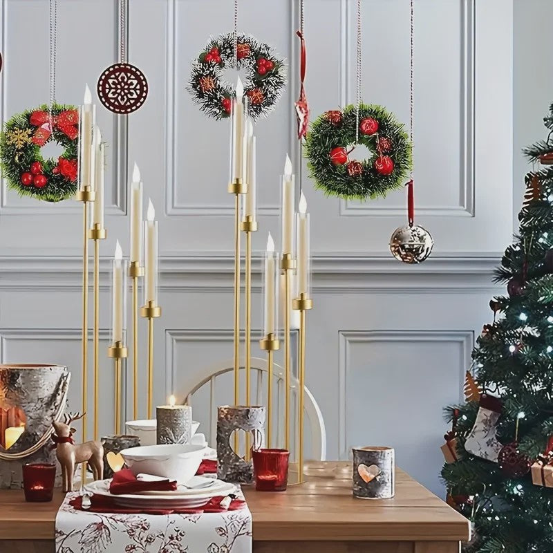 Gouden 5-armige Kandelaar met Glazen Kap - Stijlvolle Vloerstandaard voor Feesten en Decoratie