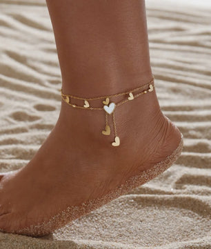 Dames Anklet Hart & Veer | Roestvrij Staal Multi-layer Ketting