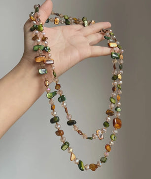 Luxe Dubbellaagse Schelp & Kristal Ketting - Bohemian Seaside Stijl