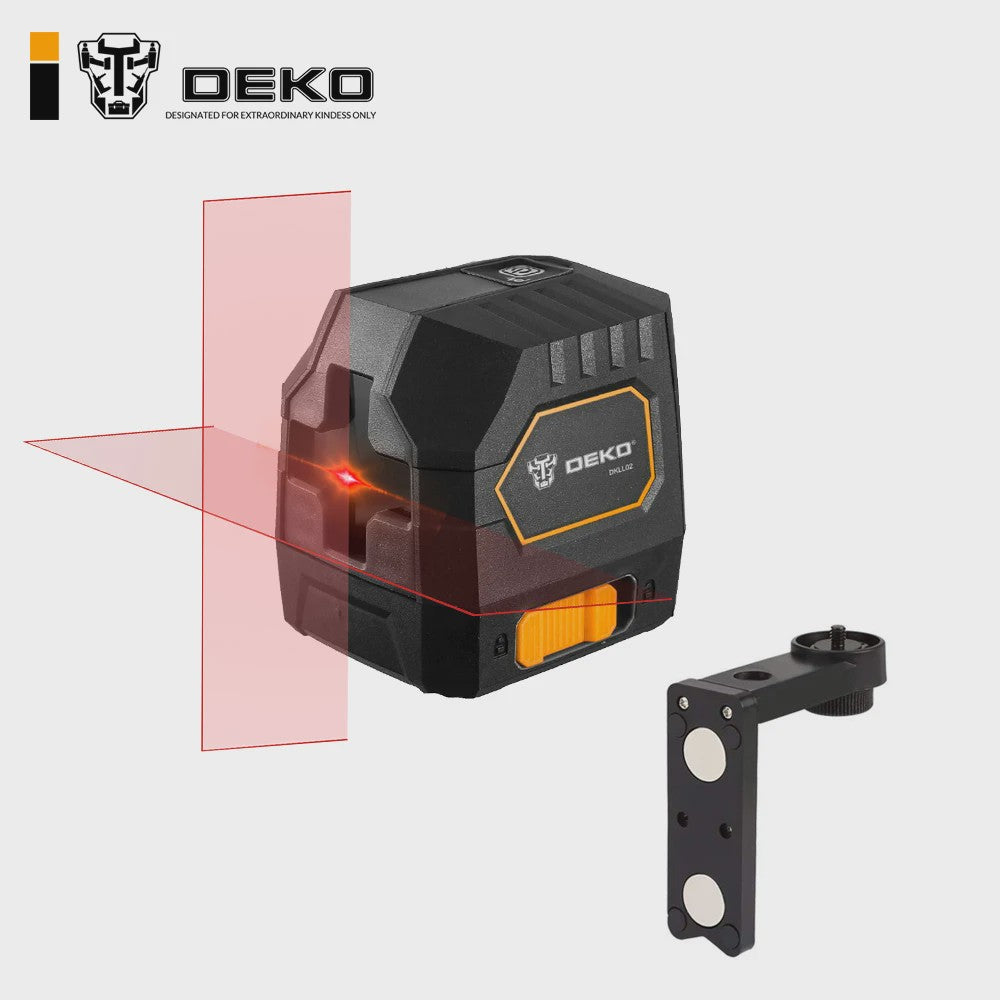 DEKO DKLL02G/R Zelfnivellerende Kruislijnlaser met Rode Laser en Verstelbare Klem