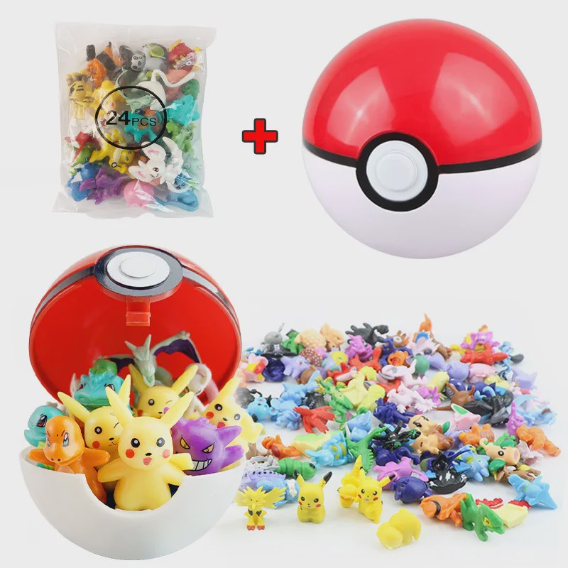 Set van 24 Pokemon Figuren - Diverse Stijlen, 2-3cm - Pikachu, Pokeball & Meer - Leuk Cadeau
