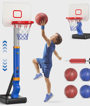 Verstelbare Kinder Basketbalring met Standaard en 4 Ballen - Indoor & Outdoor Speelplezier