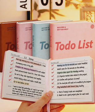 Mini Notitieboek PU Leer - Dagelijkse Planner & To-Do Lijst met Lint Bladwijzer