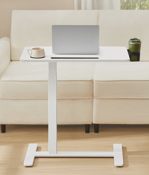 VASAGLE Mobiele bijzettafel met wielen, verstelbare hoogte, 70x40 cm, 2 bekerhouders - Ideaal als laptoptafel of bar