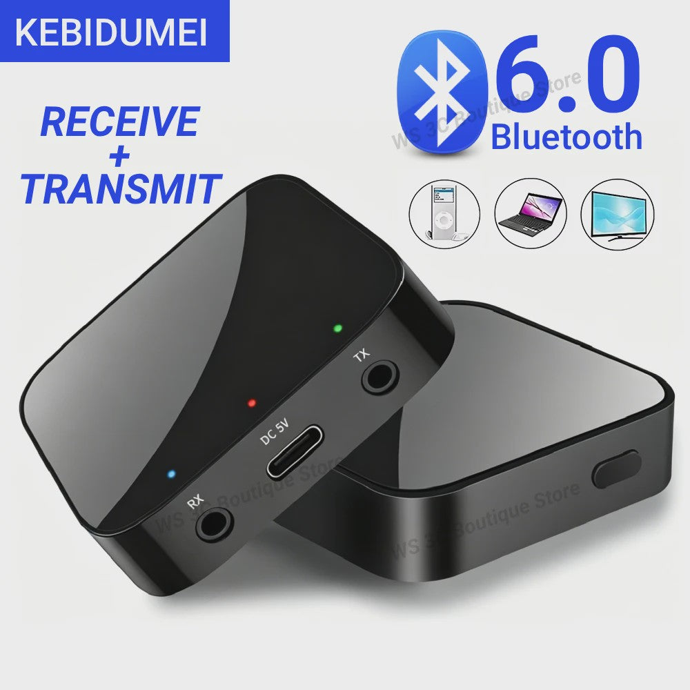 Bluetooth 6.0 Audio Ontvanger & Zender - Draadloze AUX Adapter voor Auto, PC, TV