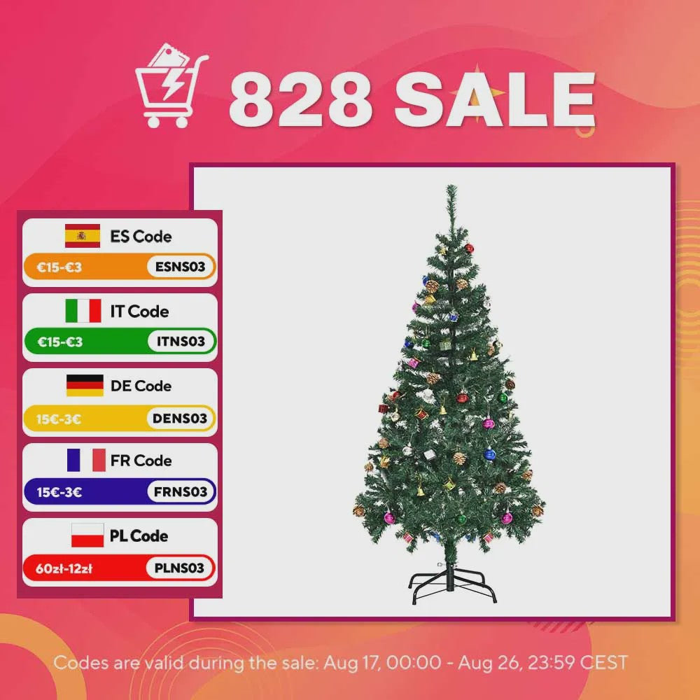 Homcom Artificial Christmas Tree 150 cm with 420 Branches Pine Cones Ornaments Christmas Decoration for Indoors Green