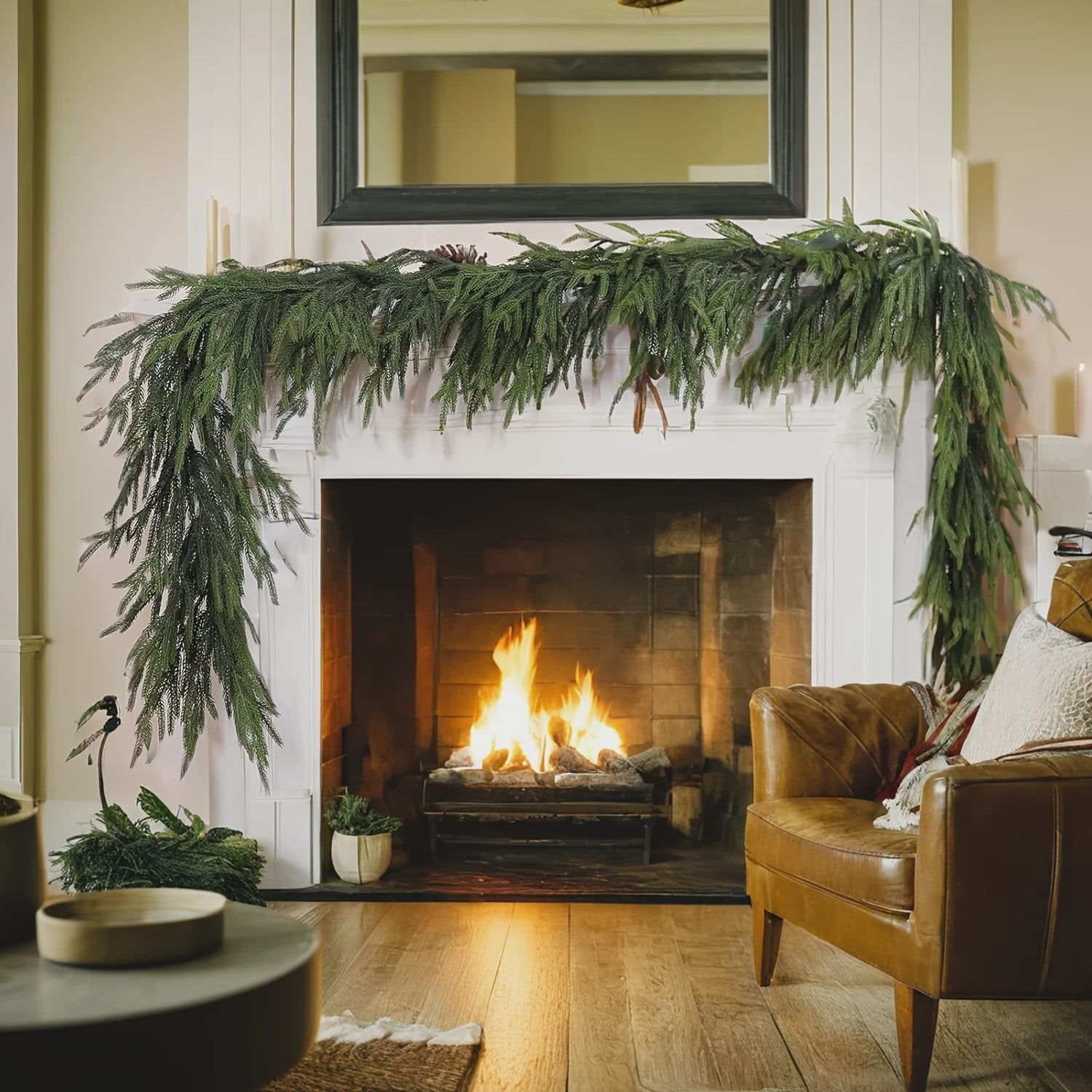 Kunstkerstkrans Norfolk Den: Luxe Groene Slinger voor Deur, Muur & Tafel - Kerstdecoratie