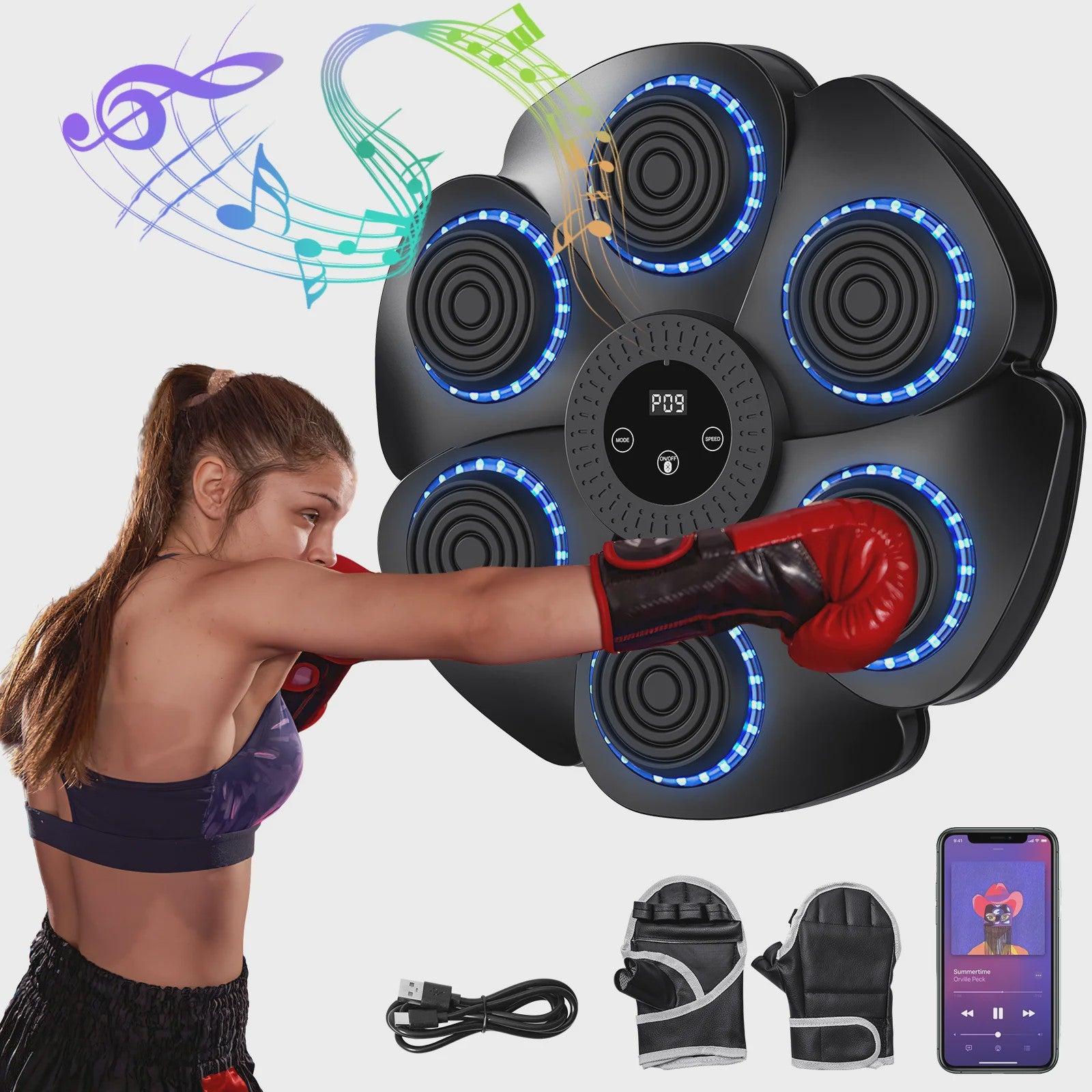 Slimme Muzikale Bokstrainer - Wandmontage Fitnessapparaat met LED Targets