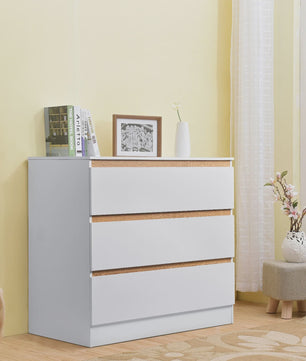 Moderne Witte Ladekast met 3 Lades - 80x78x48cm - Stijlvolle Opberger voor Woonkamer, Slaapkamer of Hal